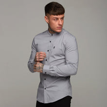 Load image into Gallery viewer, Father Sons Super Slim Stretch Classic Silver Grey Grandad Collar - FS289