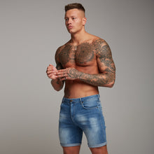 Load image into Gallery viewer, Father Sons Slim Stretch Washed Blue Denim Jean Shorts - FSH140