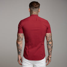 Load image into Gallery viewer, Father Sons Super Slim Stretch Classic Oxblood Grandad Collar Short Sleeve - FS292