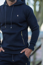 Load image into Gallery viewer, Father Sons Navy & Gold Overhead Hoodie Top with Zipped Pockets - FSH475 (PRE ORDER / DISPATCH DATE 31ST JULY)