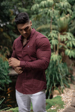Load image into Gallery viewer, Father Sons Super Slim Stretch Burgundy & White Ditsy Print FS188