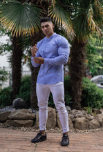Load image into Gallery viewer, Father Sons Super Slim Stretch Light Blue Grandad Collar - FS555