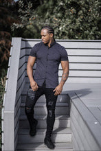 Load image into Gallery viewer, Father Sons Super Slim Stretch Black & White Ditsy Print Short Sleeve FS412