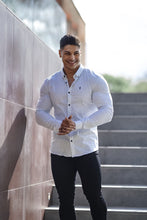 Load image into Gallery viewer, Father Sons Super Slim Stretch White & Navy Dandy Print Sleeve FS419