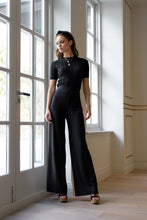 Load image into Gallery viewer, 'ERIN' - Knitted Black Crochet Black Tee - CTJ006
