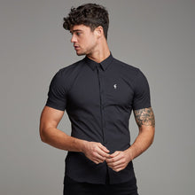 Load image into Gallery viewer, Father Sons Super Slim Stretch Classic Black Short Sleeve - FS127
