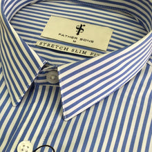 Load image into Gallery viewer, Father Sons Super Slim Stretch Navy &amp; White Stripe (Pink Emblem)  -  FS112P
