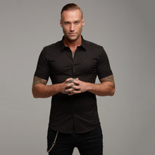 Load image into Gallery viewer, Father Sons Super Slim Luxe Ultra Stretch Classic Black Short Sleeve -  FS227
