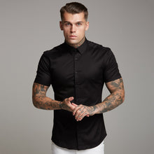 Load image into Gallery viewer, Father Sons Super Slim Luxe Ultra Stretch Classic Black Short Sleeve -  FS227
