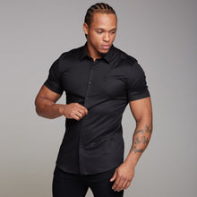 Load image into Gallery viewer, Father Sons Super Slim Luxe Ultra Stretch Classic Black Short Sleeve -  FS227
