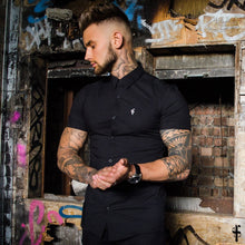 Load image into Gallery viewer, Father Sons Super Slim Stretch Classic Black Short Sleeve - FS127
