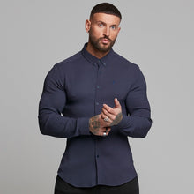 Load image into Gallery viewer, Father Sons Super Slim Stretch Ribbed Navy Long Sleeve - FS443
