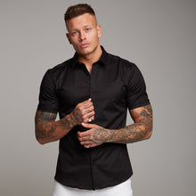 Load image into Gallery viewer, Father Sons Super Slim Luxe Ultra Stretch Classic Black Short Sleeve -  FS227
