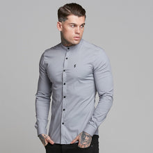 Load image into Gallery viewer, Father Sons Super Slim Stretch Classic Silver Grey Grandad Collar - FS289

