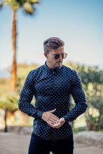 Load image into Gallery viewer, Father Sons Super Slim Stretch Black &amp; Off White Broken Square Print Long Sleeve - FS662

