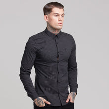 Load image into Gallery viewer, Father Sons Super Slim Stretch Black &amp; White Ditsy Print Long Sleeve FS414
