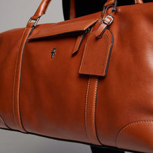 Load image into Gallery viewer, Father Sons Tan Leather Holdall Weekender Bag - FSH202
