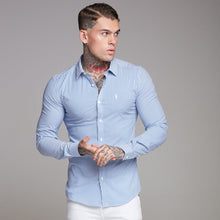 Load image into Gallery viewer, Father Sons Super Slim Stretch Navy &amp; White Stripe (Pink Emblem)  -  FS112P
